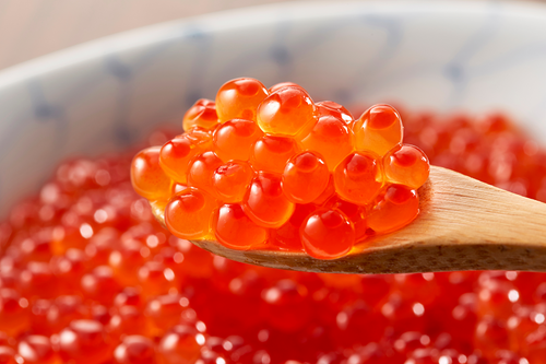 Salmon Caviar is a glorious shade of red.