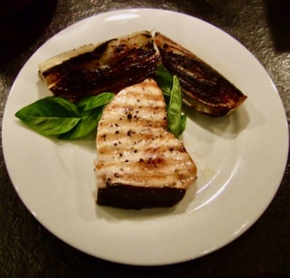 Grilled Swordfish with Lemon Aioli and Fennel