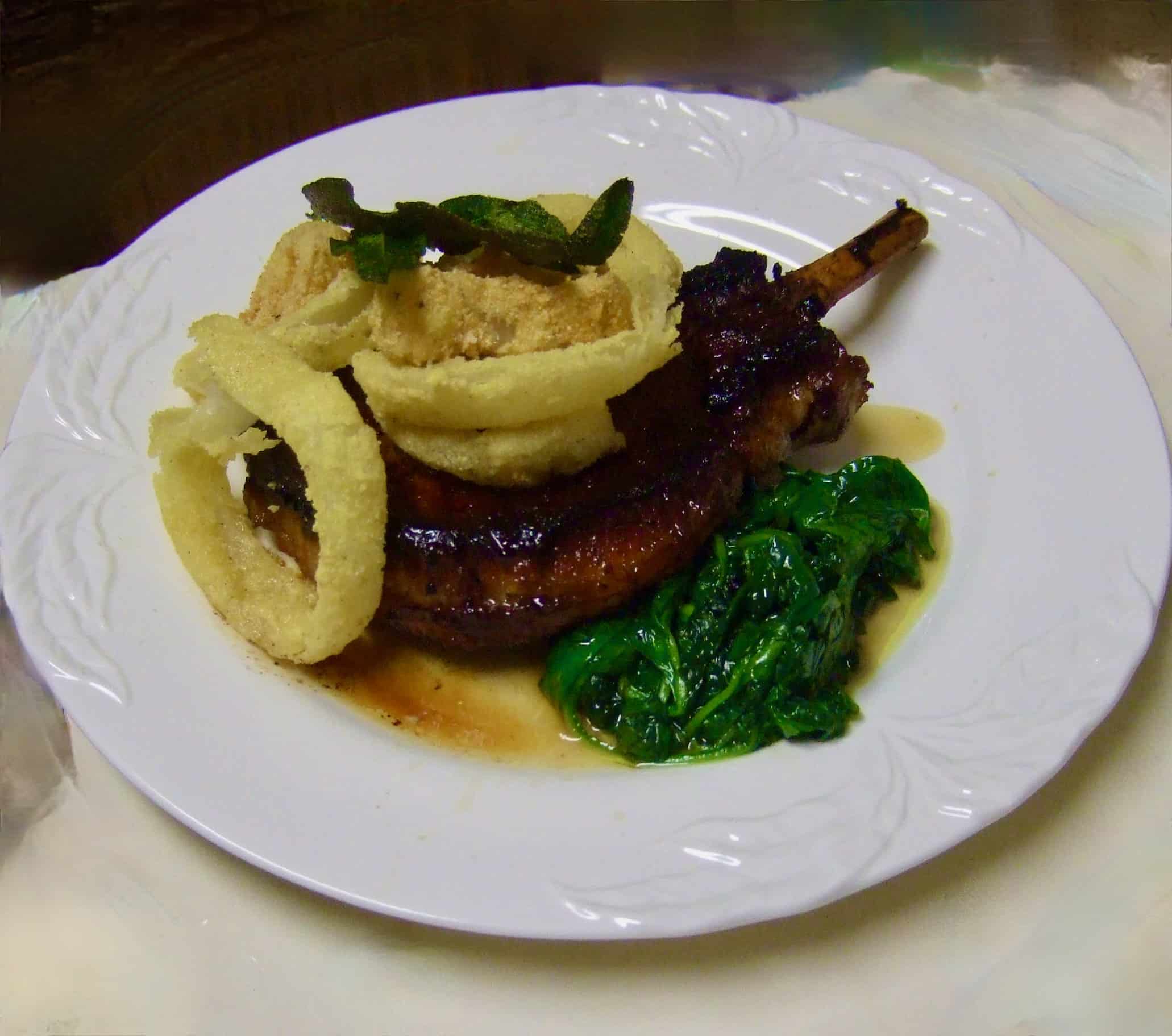 Jamie Oliver’s Maple Glazed Pork Chops with Cornmeal Crusted Onion Rings