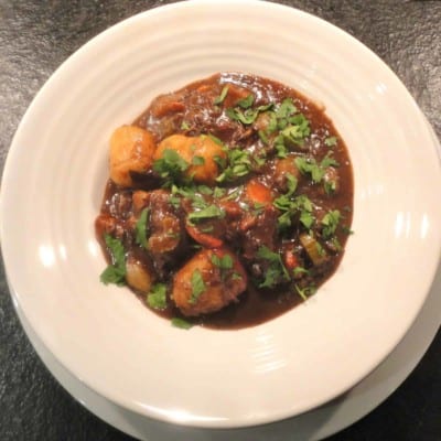 Burgundy Beef Stew adapted from Saveur’s "New Comfort Food"