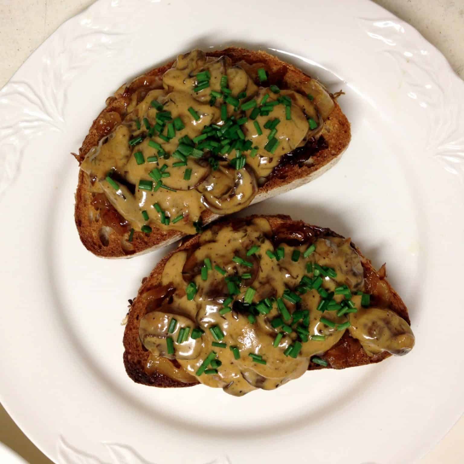 Creamed Mushroom Bruschetta with Caramelized Onions From Chef Chris