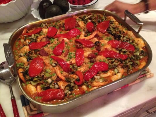 OVEN-ROASTED SHRIMP AND SAUSAGE PAELLA