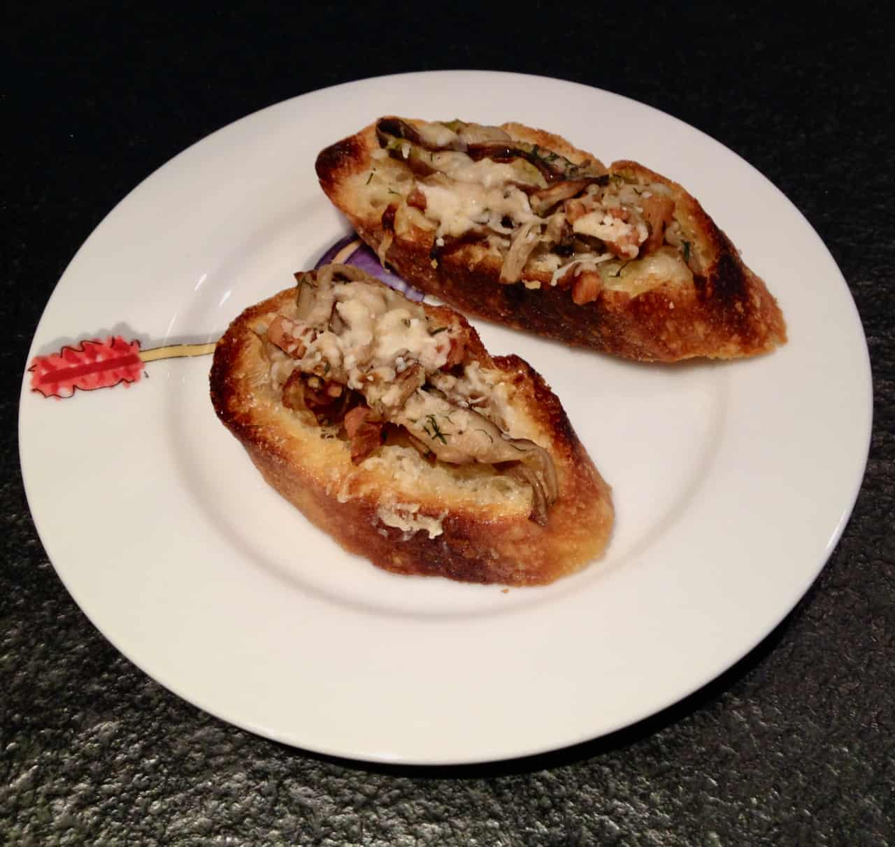 Cocktail Party Fare: Shiitake Mushroom Crostini topped with Parmesan Cheese