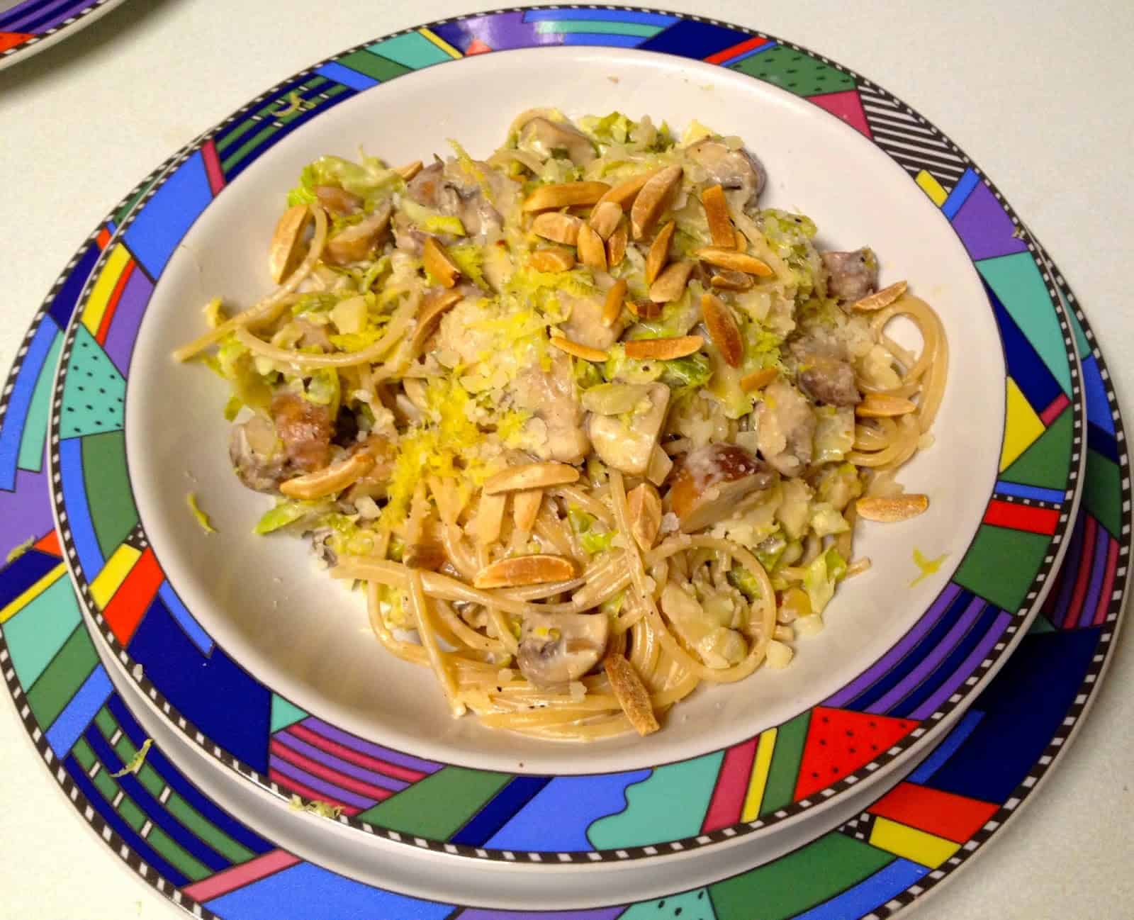 Whole Grain Spaghetti with Brussels Sprouts and Mushrooms from Giada de Laurentiis