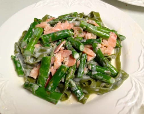 Florence Fabricant’s Fettucine with Asparagus and Smoked Salmon