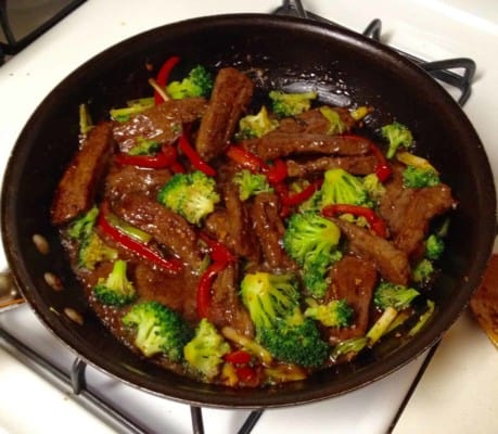 Beef with Broccoli, Red Pepper and Scallion Stir-Fry made with Corine’s Cuisine Sauce #28