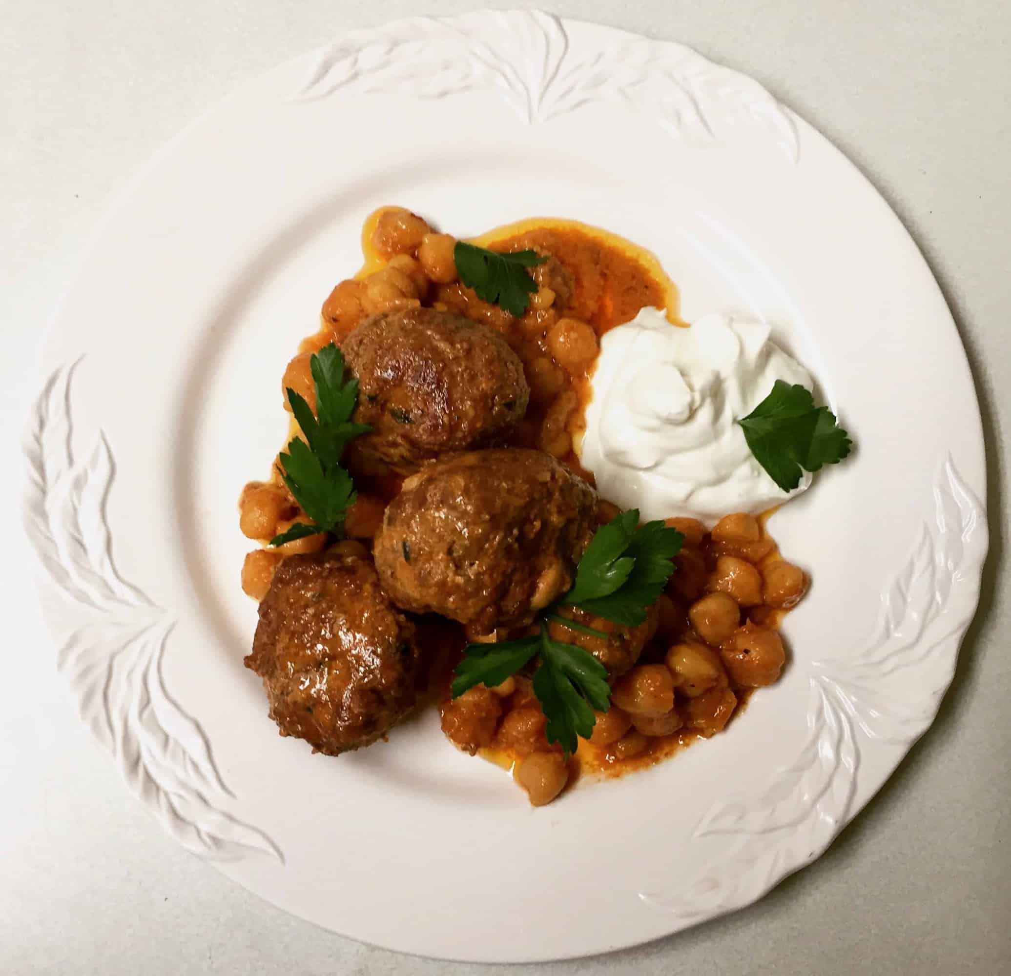 Lamb Meatballs with Red Pepper and Chickpea Sauce from Nancy Silverton of Campanile in Los Angeles