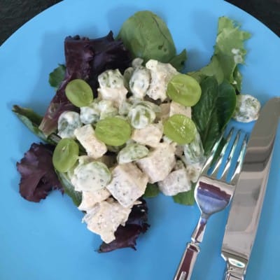 A riff on Ina Garten’s Chicken Salad Veronique