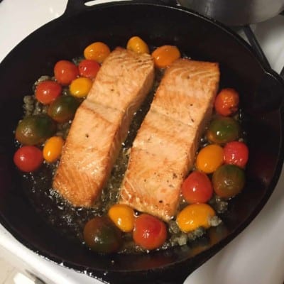 Salmon Filets with Cherry Tomatoes and Capers