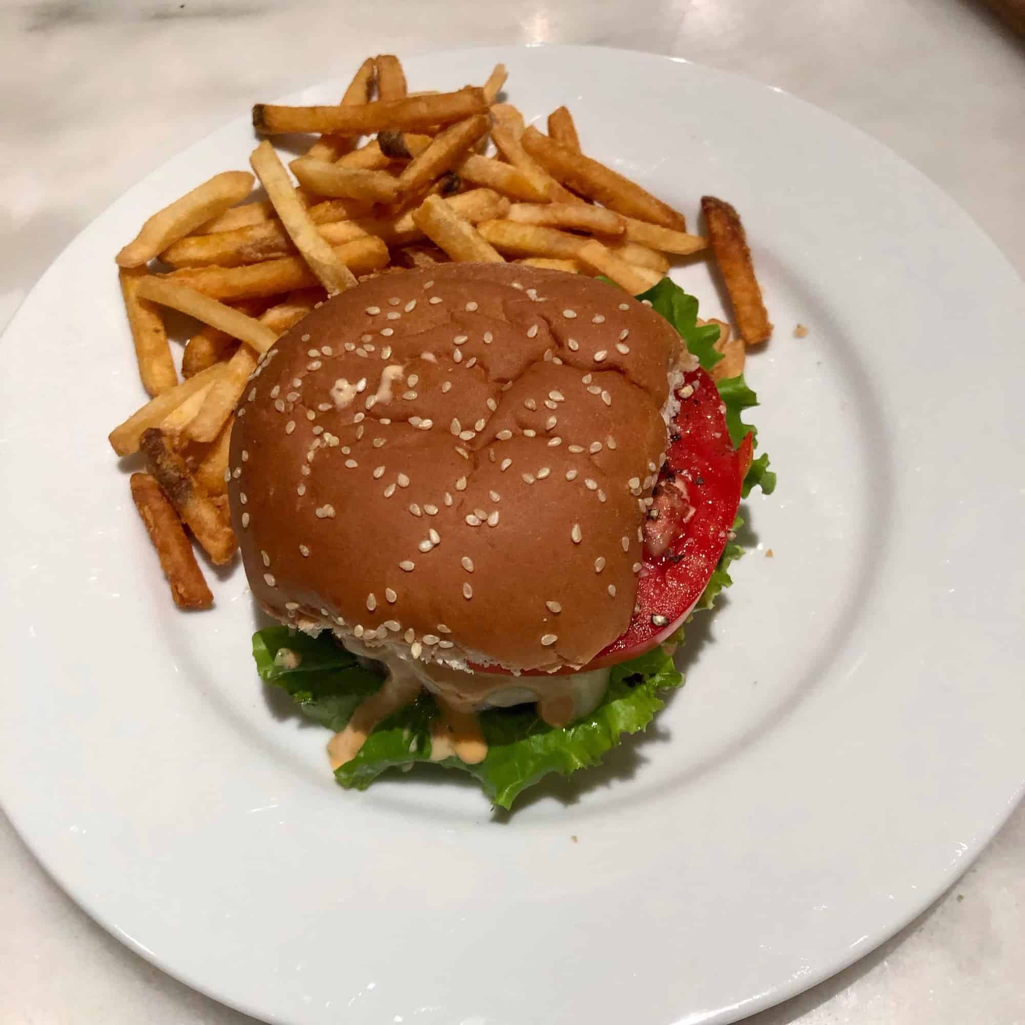 It looks like a Burger with Fries. But you can eat this one on Meatless Monday.  It’s the Beyond Burger.