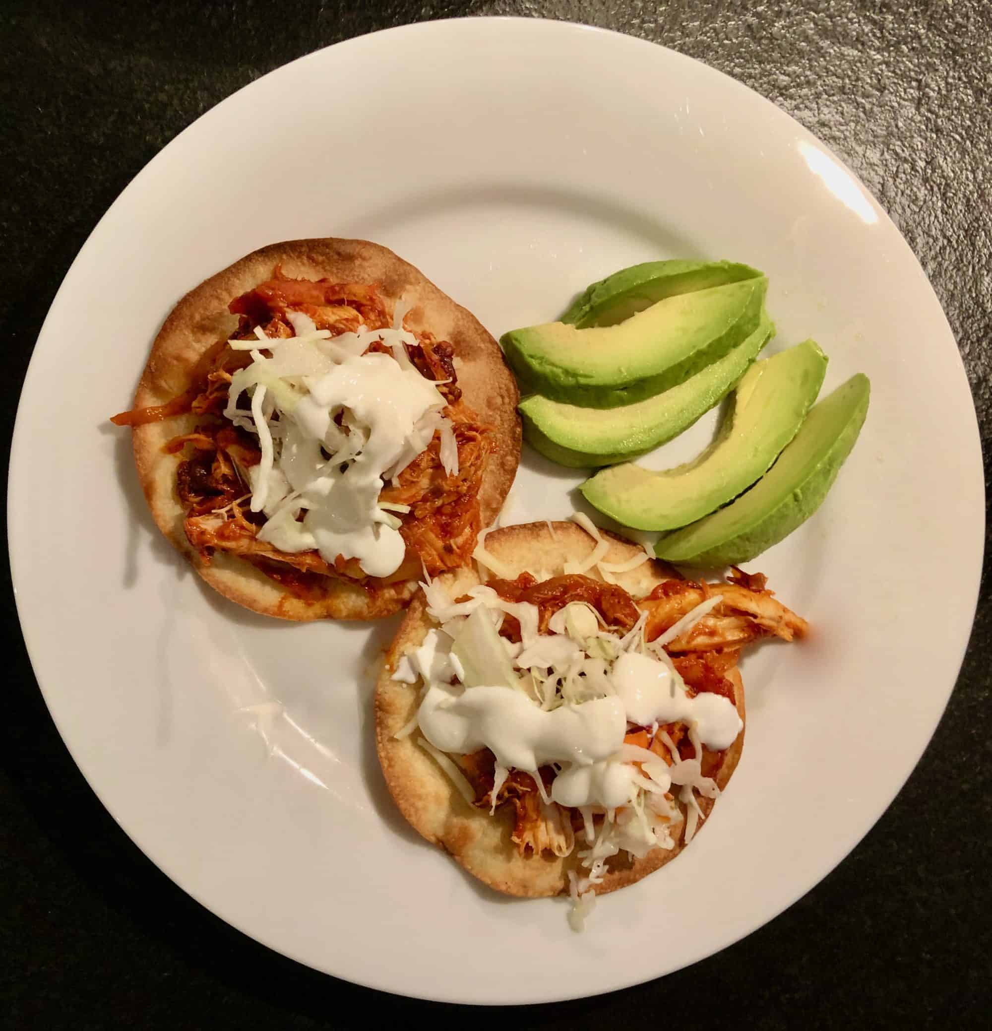 It’s Tostada Tuesday!  Celebrate with Pulled Chicken Tostadas