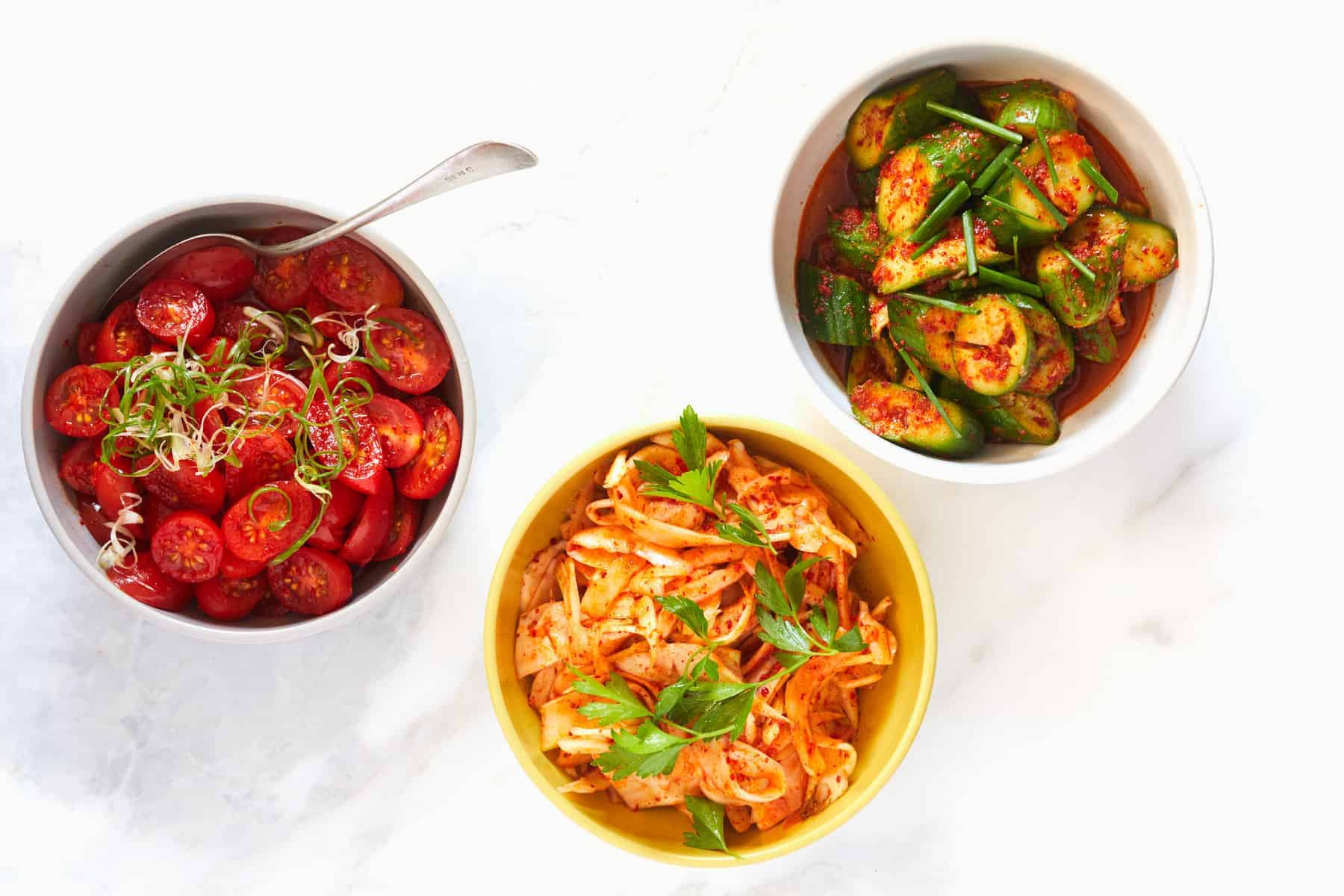 Recipe for Quick Kimchi Cucumbers, Fennel and Cherry Tomatoes