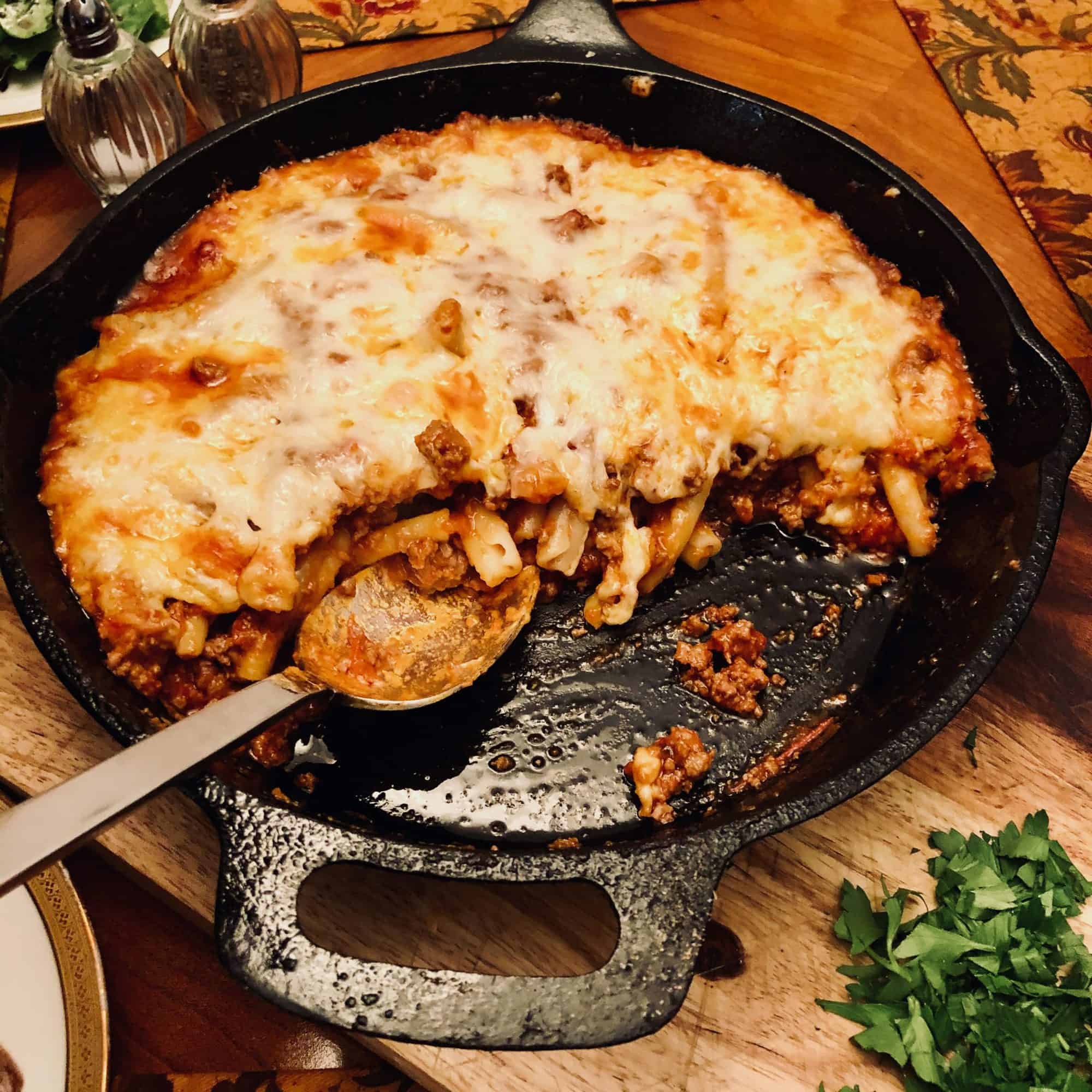 Cheesy Ground Beef Skillet Pasta