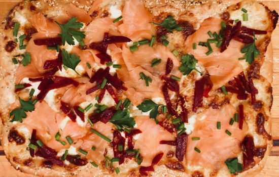 Martha Stewart’s Smoked-Salmon Flatbread with Pickled Beets