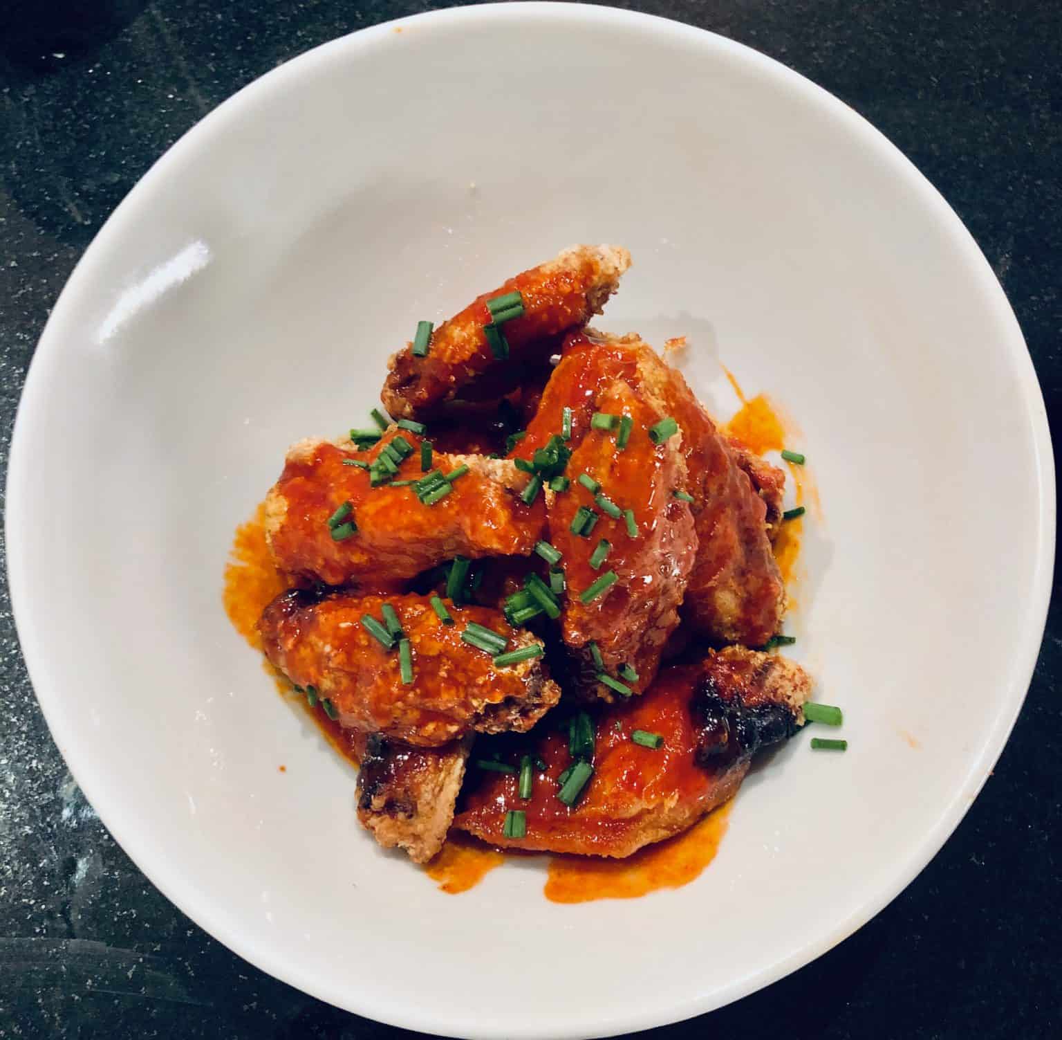 Truffalo Wings with Honey Hot Sauce and Boursin Sour Cream Dipping Sauc