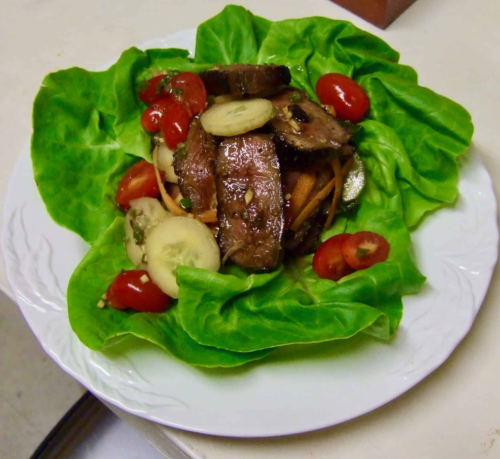 Thai Steak Salad with Fresh Herbs and Ginger Lime Dressing