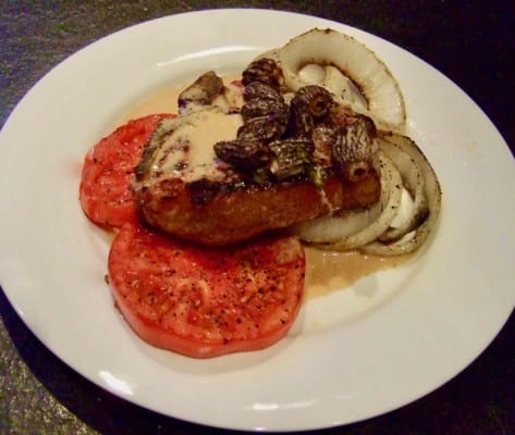 Grilled Veal Chops, Tomatoes and Onions with Morel Sauce