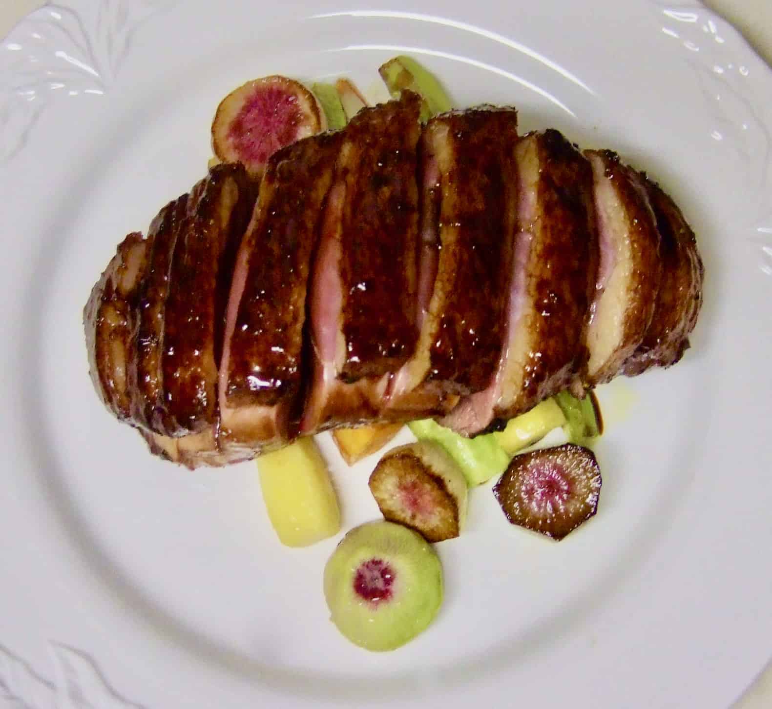 Lacquered Duck Breasts with a Vegetable Mikado from L’Atelier des Chefs Cooking School