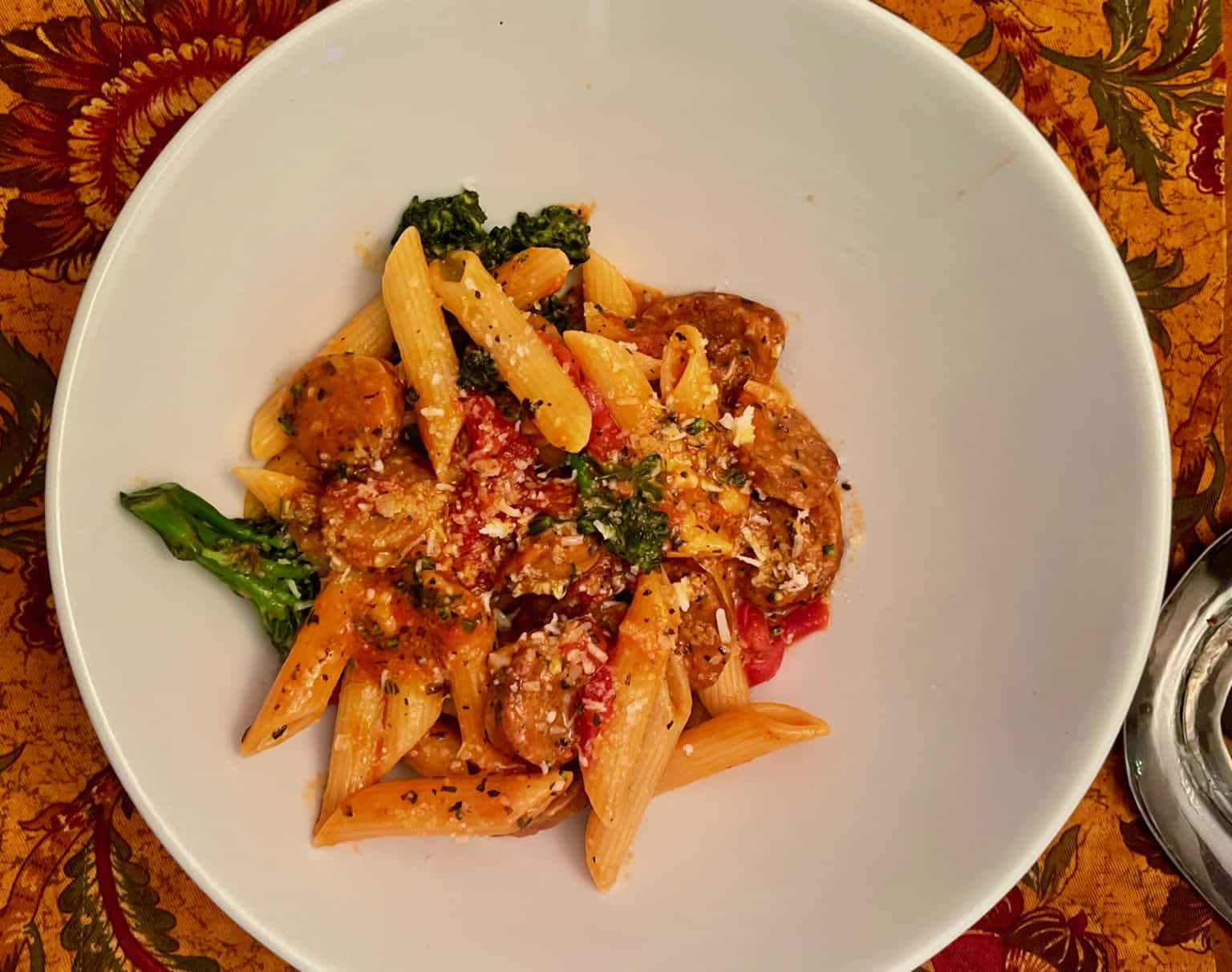 Penne with Broccolini and Hot and Sweet Italian Sausage, a quasiIna Garten recipe