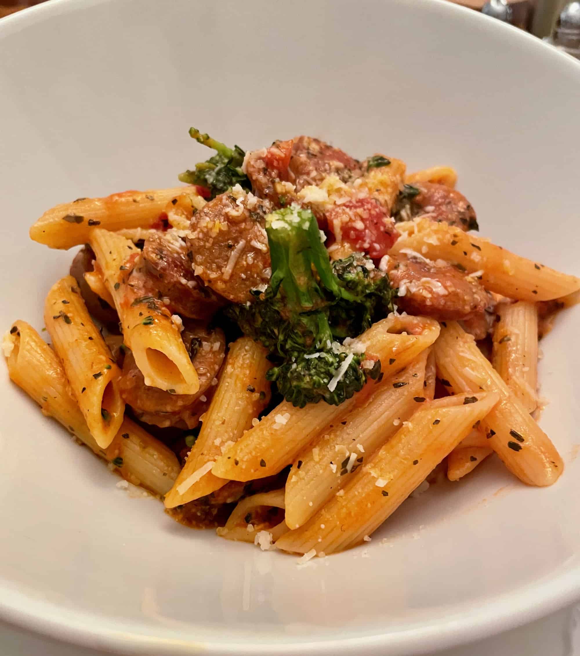 Penne with Broccolini and Hot and Sweet Italian Sausage, a quasi-Ina Garten recipe