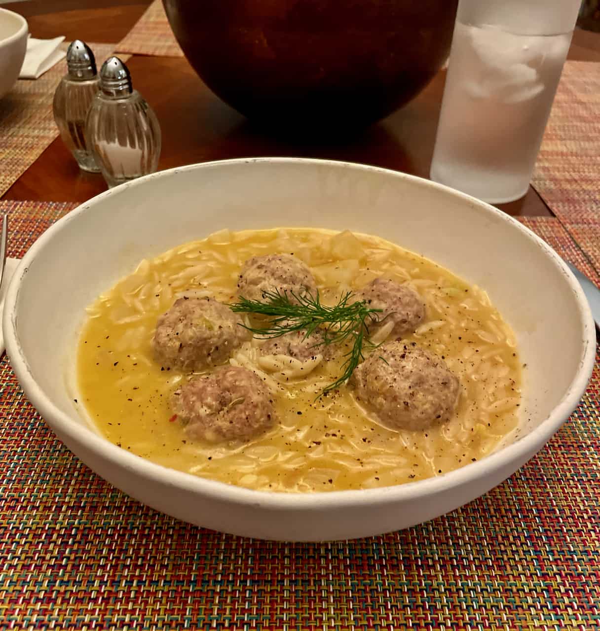White Meatballs, Fennel and Orzo in Broth