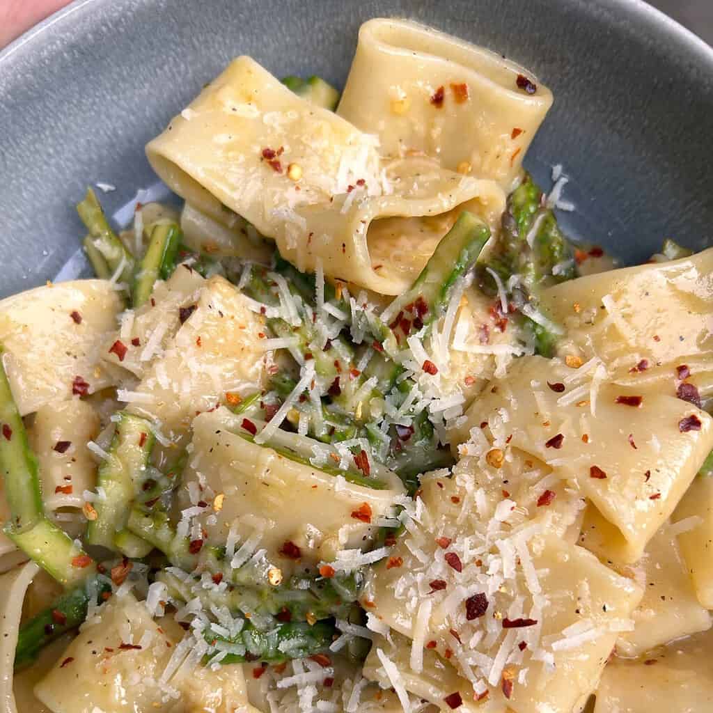 Pasta with Crispy Prosciutto and Spring Asparagus