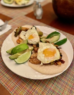ROASTED BROCCOLI AND POTATO TACOS WITH FRIED EGGS