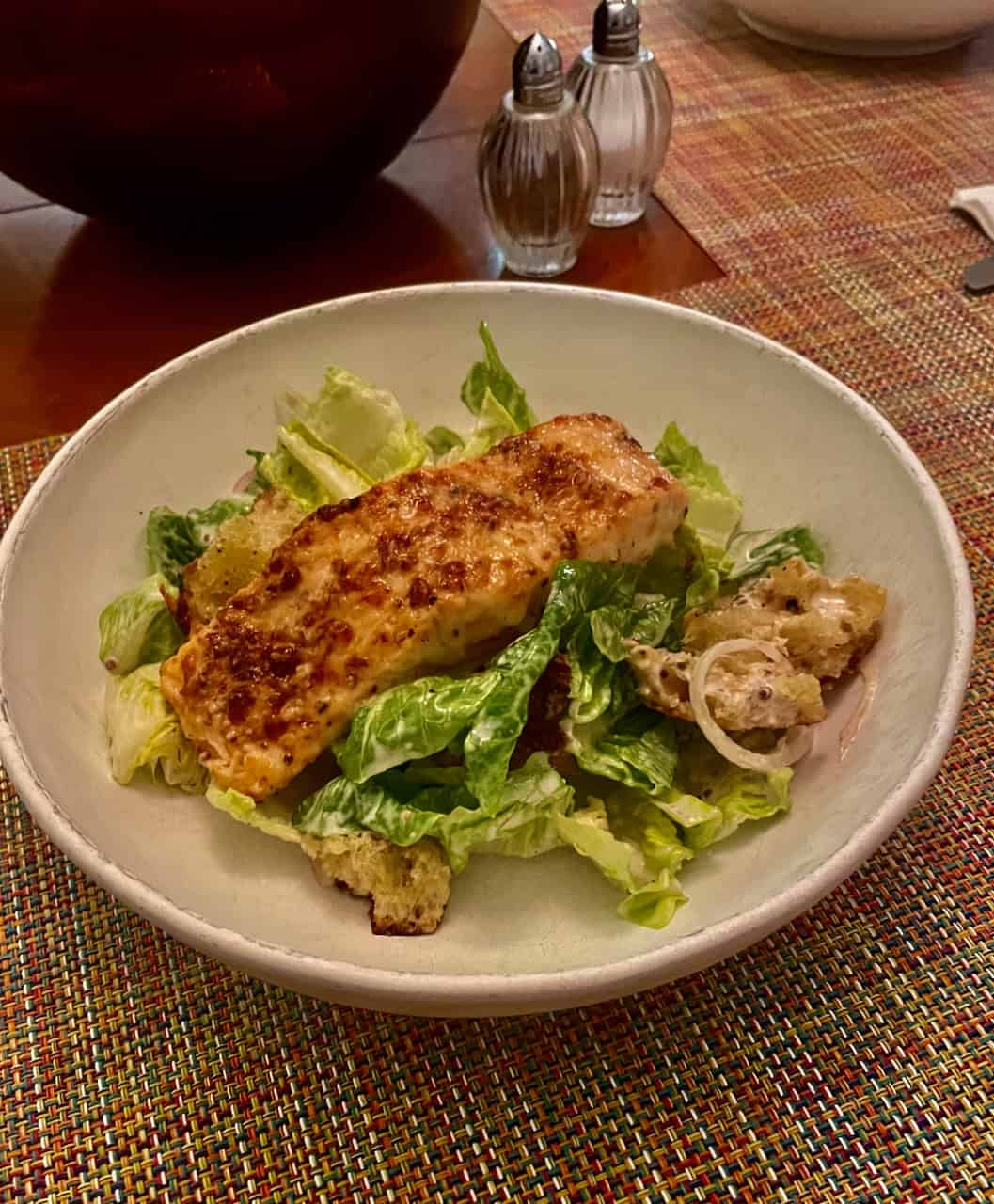 PARMESAN CRUSTED SALMON CAESAR SALAD