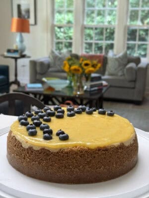 LEMON CURD CHEESECAKE WITH BLUEBERRIES